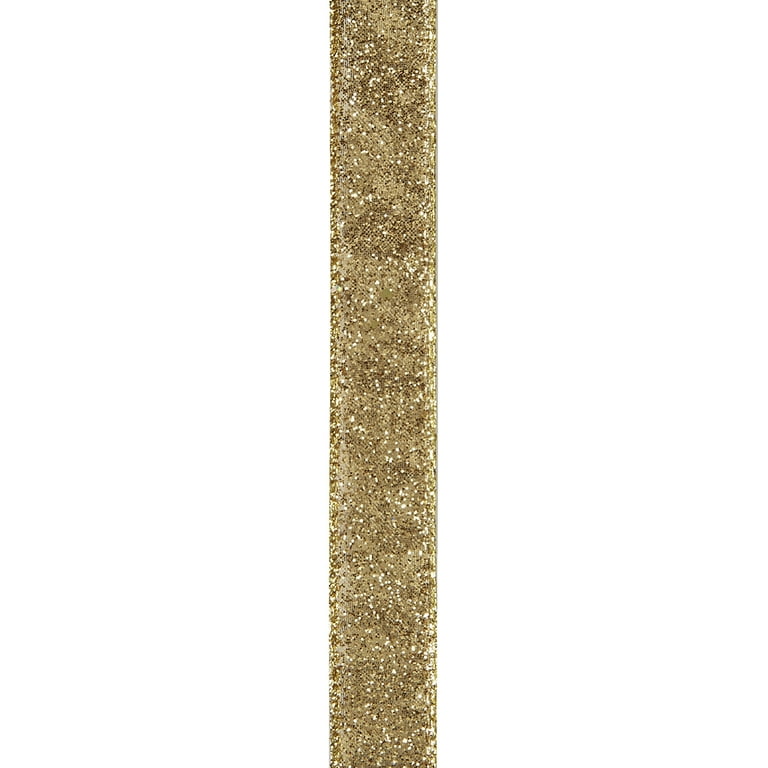 Offray Ribbon, Gold 7/8 inch Wired Edge Metallic Ribbon, 9