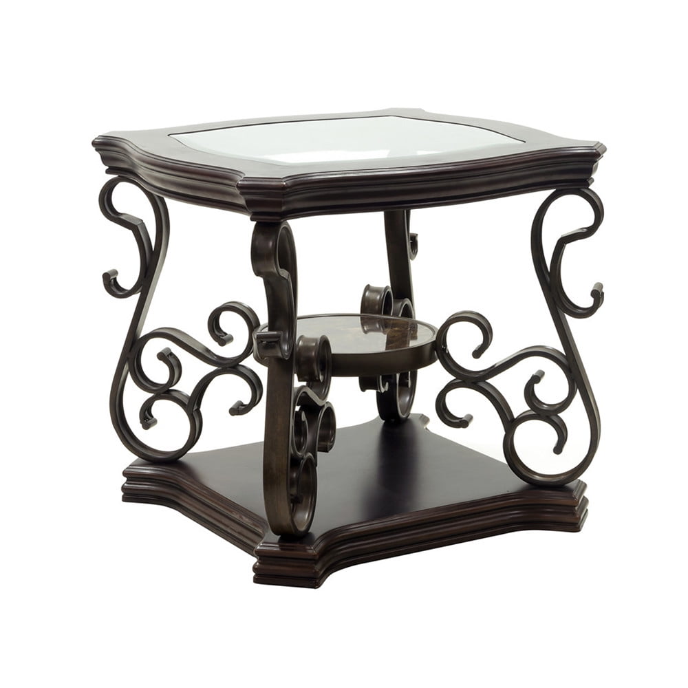 Vintage Palace Style Small Side Table Tempered Glass Solid Wood Metal Frame 3 Tier Accent Antique Round End Retro Nightstand For Home Office Dark Brown Com Vintage Palace Style Small Side Table, Small Antique Round Side Tables