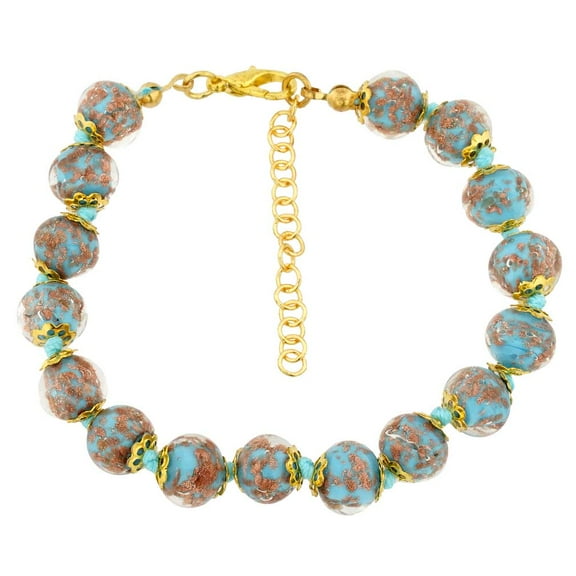 GlassOfVenice Murano Glass Sommerso Bracelet - Dark Aqua