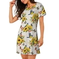 thumbnail image 2 of Fotbe Bird Sunflowers Bata de Dormir para Mujer con Estampado, Camisón de Algodón de Manga Corta, Ropa de Dormir Casual, 2 of 6