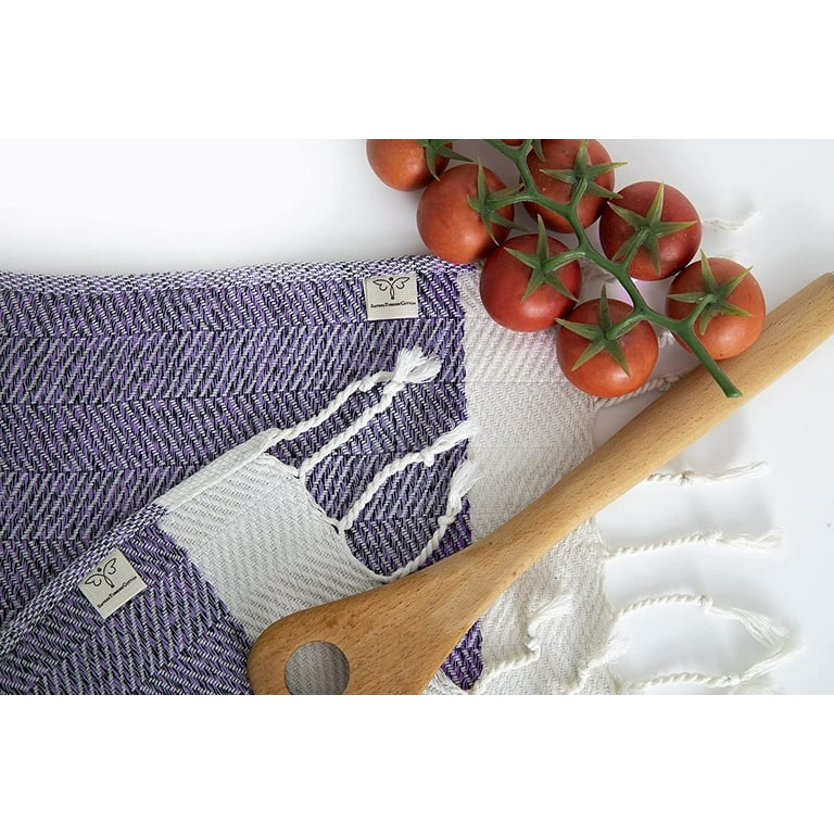 SMYRNA TURKISH COTTON Kitchen Dish Towels Herringbone Series Pack of 4 |  100% Cotton, 15x26 | Machine Washable Wash Cloths | Soft, Absorbent