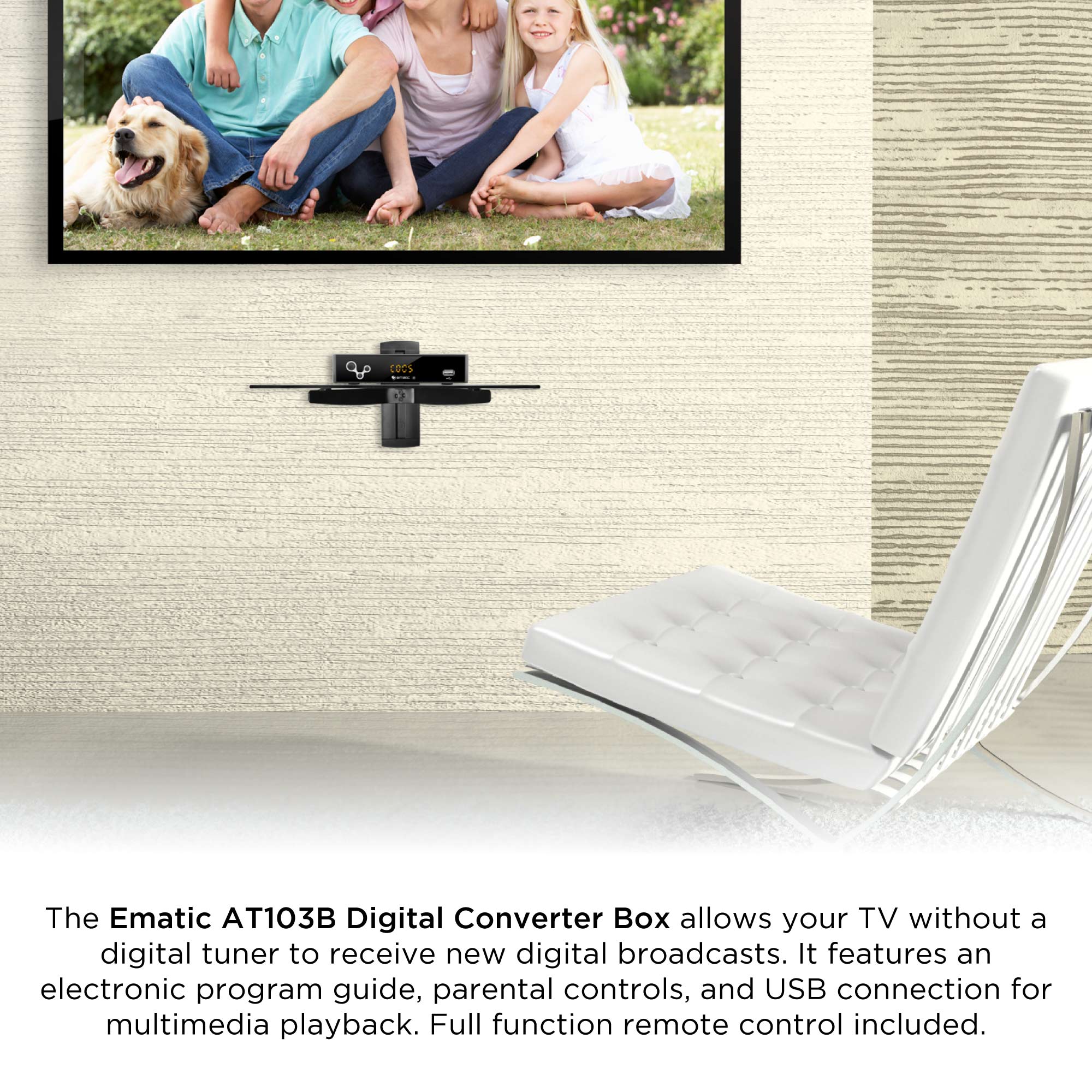 Ematic AT103B Digital Converter Box with LED Display and Recording Capabilities - image 2 of 13