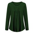 thumbnail image 1 of DYMADE Women's Solid Henley V-Neck Blouse Pleated Button Tunic Shirt Top, 1 of 2