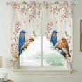 thumbnail image 2 of Birds Floral Swag Valances for Windows 2 Pack, Kitchen Window Curtains 36 Inch Length, Farmhouse Vintage Pink Flower Leaf Privacy Swag Curtains for Living Room/Bathroom with Rod Pocket 36"x36", 2 of 8