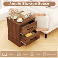 thumbnail image 6 of Gymax Set of 2 Drawer Nightstand Bedside Table Compact Sofa End Table Rustic Walnut, 6 of 10