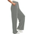 thumbnail image 2 of ClodeEU Womens Ribbed Wide Leg Pants with Drawstring Waist,Casual Loose Trendy Pant Gray,Womens Plus XL, 2 of 7