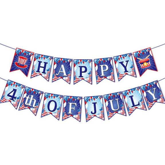 Happy 4th of July Banner, Patriotic Party Decoration, Red White and Blue, Independence Day Theme