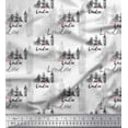 thumbnail image 1 of Soimoi White Rayon Fabric London Theme Architectural Print Sewing Fabric Yard 42 Inch Wide, 1 of 3