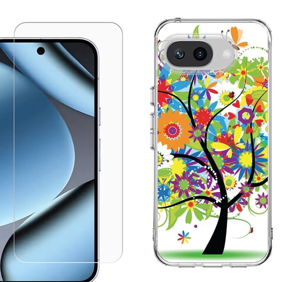 ShockProof Phone Case for Google Pixel 10a, with Screen Protector, by OneToughShield - Colorful Tree