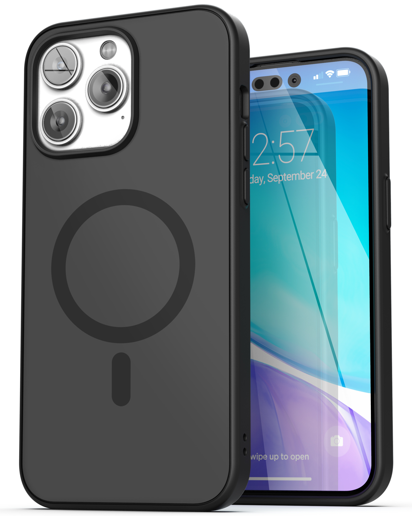 Encased MAG SlimShield Designed for iPhone 14 PRO Case with Belt Clip Holster - Compatible with MagSafe (Black)