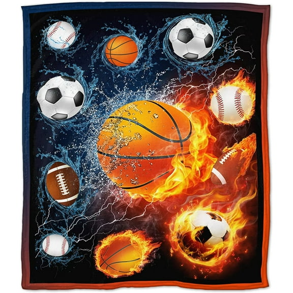 Basketball Blankets and Throws 50"X40" Soft Flannel Sports Blankets for Mens Boys Plush Cozy Throws for Bed Sofa