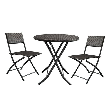 - Ktaxon Patio Garden Rattan Wicker Furniture 3PCS Outdoor Folding Bistro Set