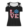thumbnail image 3 of Tops de Hombro Frío para las Mujeres Día de la Independencia Impreso Fuera Del Hombro Blusa con Cuello en V, Fuera Del Hombro de las Mujeres, 3 of 3