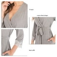 thumbnail image 5 of Womens Short Bathrobe Ladies V Neck Cardigan Bathrobes Three Quarter Sleeves Lace Cuffs Night Robes Thin Modal Pajamas Grey XL, 5 of 6
