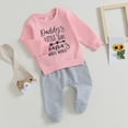 thumbnail image 2 of Douhoow Toddler Girl Clothes Daddy's Girl Long Sleeve Pullover Drawstring Pants 2Pcs Fall Outfit, 2 of 8