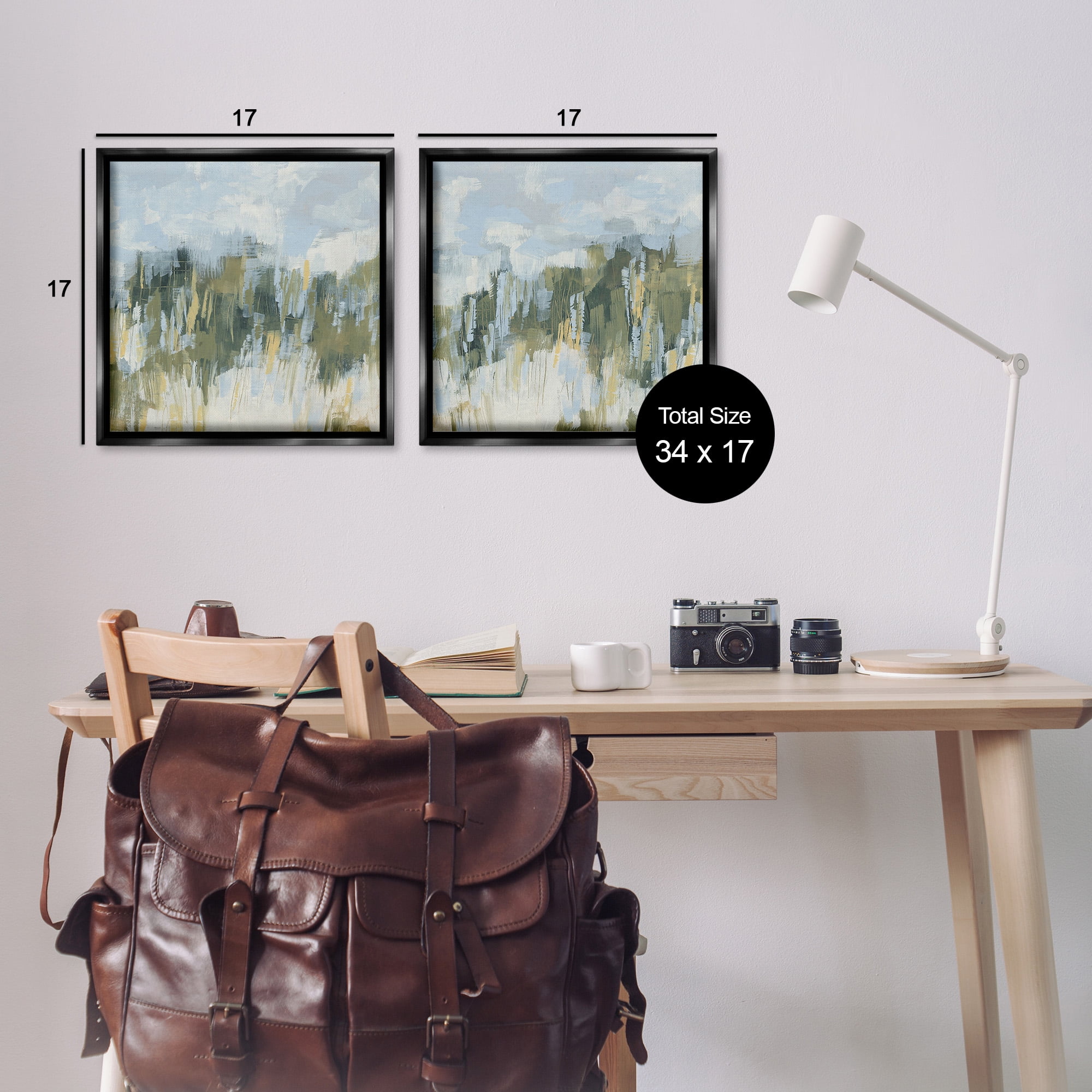 Stupell Industries Abstract Brushed Landscape Abstract Painting Black Floater Framed Canvas Art Print Wall Art, 18 x 18, Set of 2