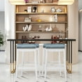 thumbnail image 2 of Topbuy Set of 4 Saddle Bar Stools Backless Nailhead Counter Stool with Grey Cushions White, 2 of 9