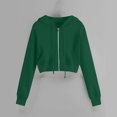 thumbnail image 2 of felwors Zip Up Hoodies for Women Cropped Long Sleeve Sweatshirts Jackets Trendy Y2k Crop Tops Teen Girls Clothes 2025 Green, XL, 2 of 4