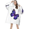 thumbnail image 4 of Oversized Blanket Hoodie, Butterfly Print Comfortable Flannel Super Soft Warm Blankets Hooded Sweatshirt For Unisex Adult Women Men, With Pocket Loose, 4 of 8