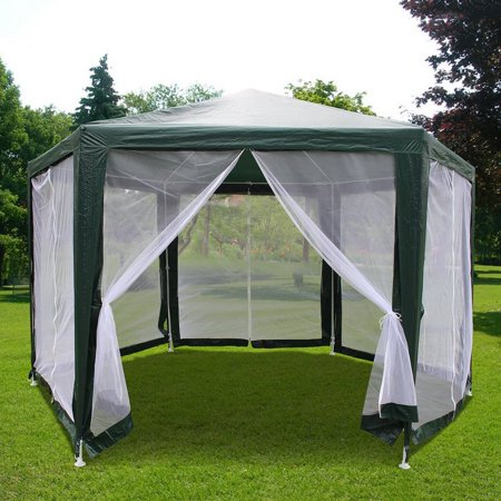 Quictent 6.6'x6.6'x6.6' Canopy Hexagon Party Tent Gazebo Sun Shade Shelter Screen House with Fully Enclosed Mesh Side Wall