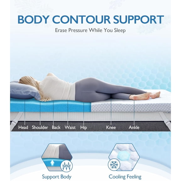 3 Inch Twin XL Cooling Memory Foam Mattress Topper