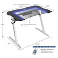 thumbnail image 2 of Gaming Desk with Multicolored LED Lights, Computer Desk with Cup Holder, 3 USB Ports, Gaming Table with Tempered Glass and Steel Legs for Living Room Office, 45.75"L x 29"W x 29.5"H, 2 of 6