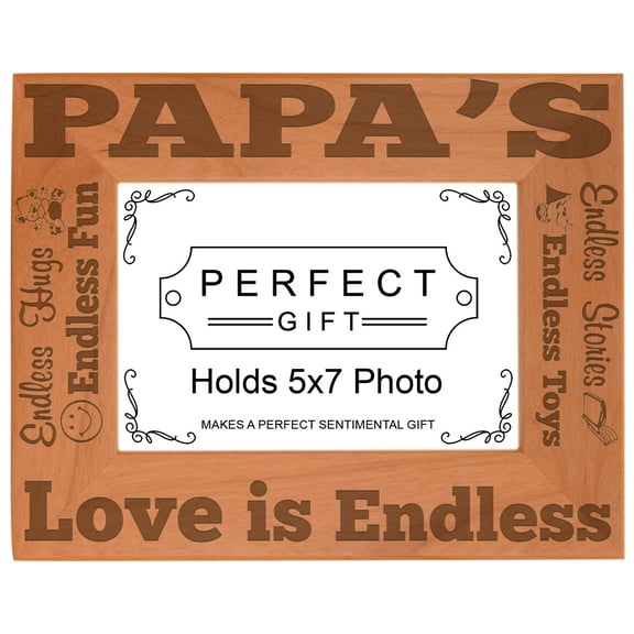 ThisWear Father's Day Gift Papa's Love is Endless Detailed Wood Engraved 5x7 Landscape Picture Frame
