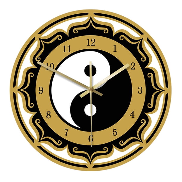 Reloj de pared colgante para casa, oficina, escuela, diseño de Tai Chi, sin pilas
