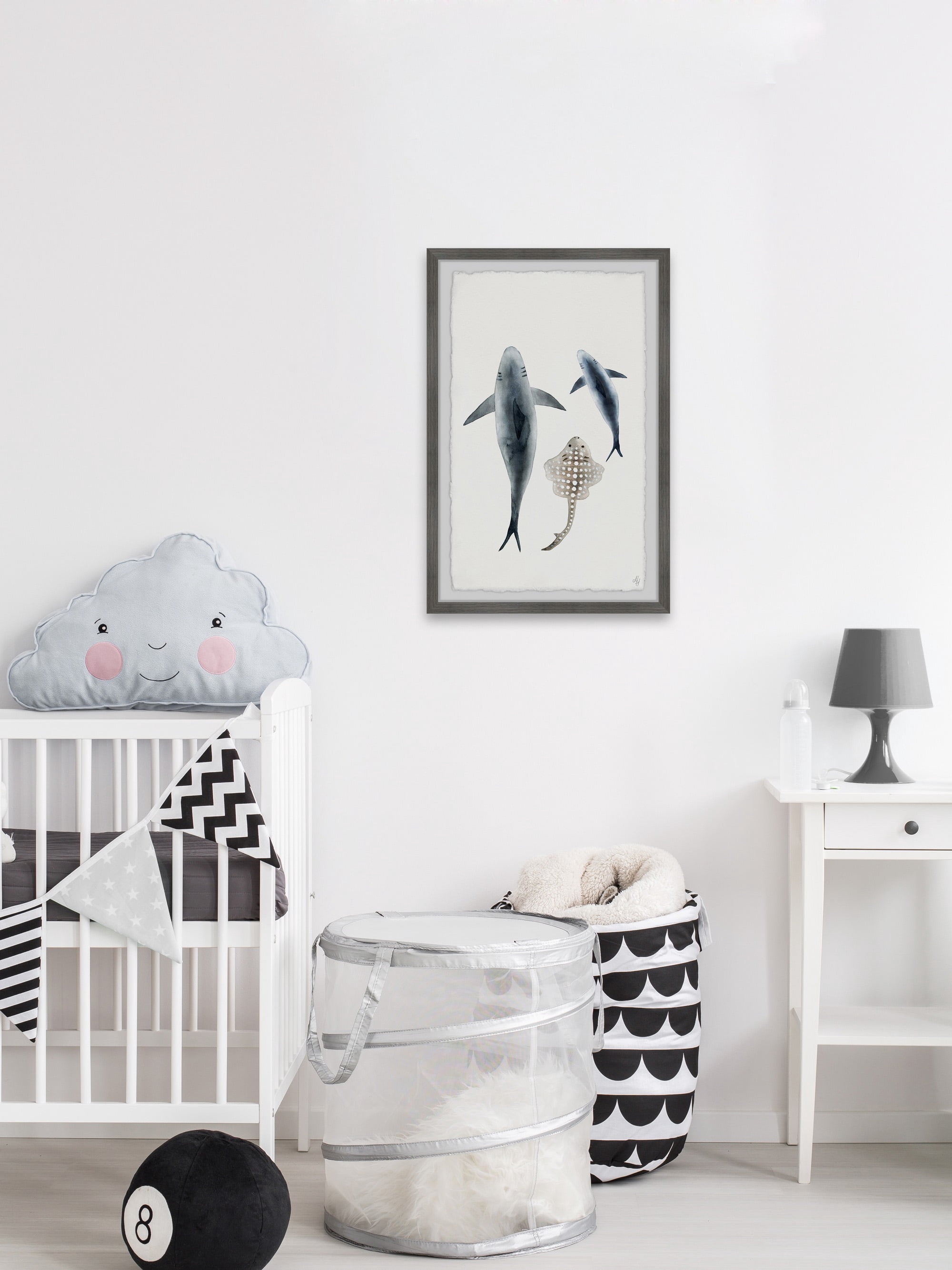 Marmont Hill Sharks And The Ray Framed Wall Art, 16.00" x 1.50"