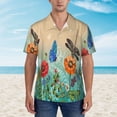 thumbnail image 2 of Kll Men'S Hawaiian Shirt Short Sleeve Button Down Beach Shirts-Colorful Plants And Insects, 2 of 7