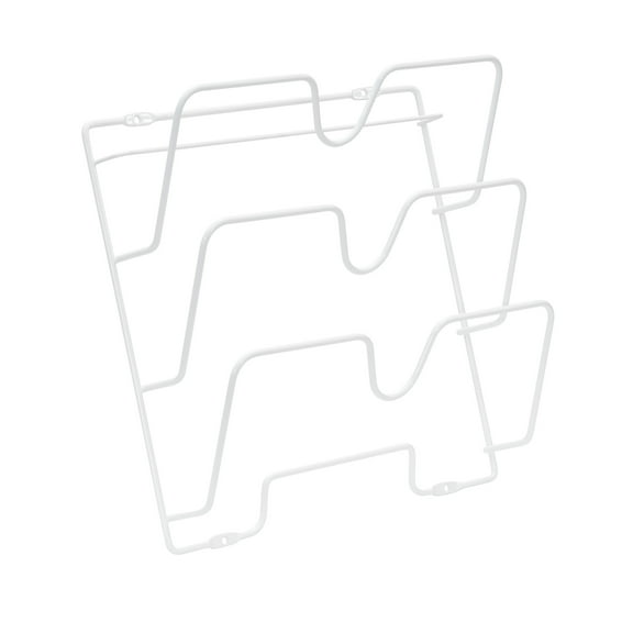 Household Essentials Oversized Cabinet Door Lid Holder, 3 Slots, Steel Wire Frame, White Powder Coating, Easy Installation, Hardware Included, Great for Larger Skillet Lids or Paper Bags