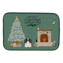 Black White Pekingese Christmas Everyone Dish Drying Mat