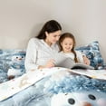 thumbnail image 4 of Manfei Kids Snowman Bedding Comforter Set 7-Piece for Boys Girls, Gray Merry Christmas King Bedding Sets, Xmas Ball Pine Corn Bed Sheets, Lightweight Room Decor, 4 of 8
