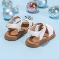 thumbnail image 5 of kpoplk Girls Strap Sandals Open Toe Outdoor Flats with Hook and Loop Kid Summer Shoes for Girls(Beige,12), 5 of 7