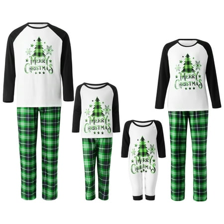 

Dewadbow Matching Family Christmas Pajamas Set Reindeer Plaid Printed Xmas PJs Loungewear Sleepwear for Women Men Kids