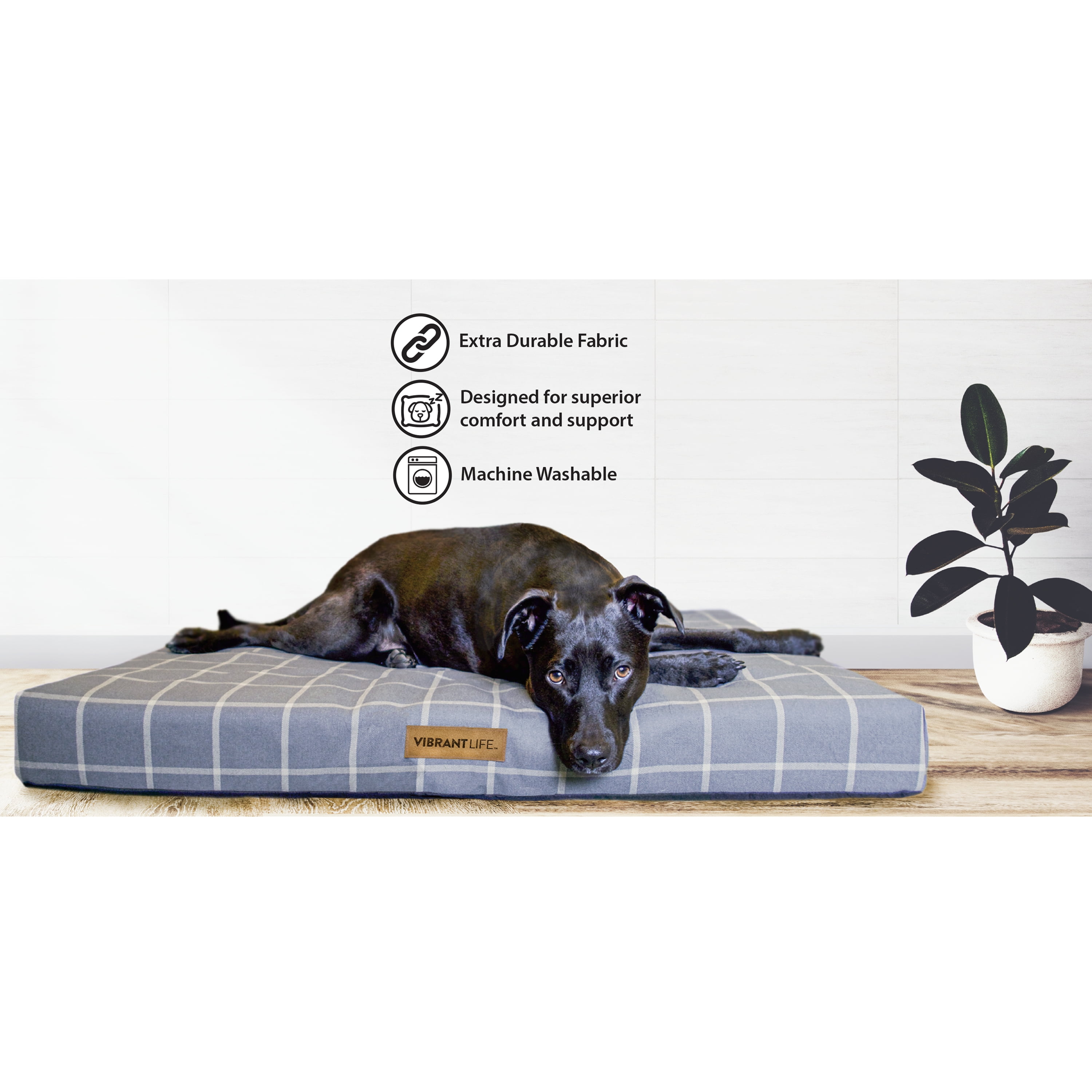 Vibrant Life 30" x 40" Durable Gusset Pet Bed, Large Dogs