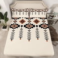 thumbnail image 3 of Feelyou Hippie Aztec Triangle Twin Sheet Sets, Vintage Bohemian Style Twin Fitted Sheet, Teens Adult Women Men Flat Sheet, Microfiber Bedroom Decor, 3-Piece, 3 of 8