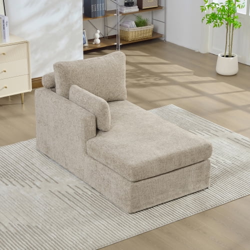 60" Chenille Single Sofa Couch, Sillones Para Domitorio Single Sofa with Modular Design, Butacas Para Sala Sofa with Pocket Springs for Living Room & Apartment, taupe