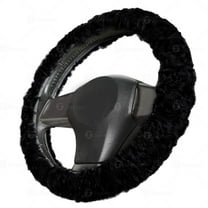 Zone Tech Steering Wheel Plush Cover Luxurious Non-slip Car Decoration – Black Faux Sheepskin Thermal Steering Wheel Cover