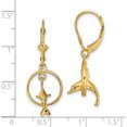 thumbnail image 4 of 14K Yellow Gold Sparkling, Polished 32.85 Mm 12 3-D Dolphin Jumping Through Hoop Leverback Earrings, 4 of 4