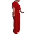 thumbnail image 2 of Aomice Women's Summer 2 Piece Outfits Casual Tracksuit Short Sleeve Button Down Crop Top Wide Leg Long Pant Lounge Sets-XXL-Red, 2 of 5