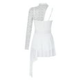 thumbnail image 6 of Doomiva Women's Lace Patchwork One Shoulder Asymmetric Leotard Lyrical Dance Figure Ice Skating Dress White S, 6 of 7