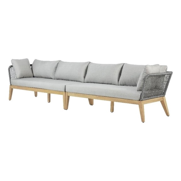 Cypress Teak Wood 128" Sofa with Gray Color Rope Design