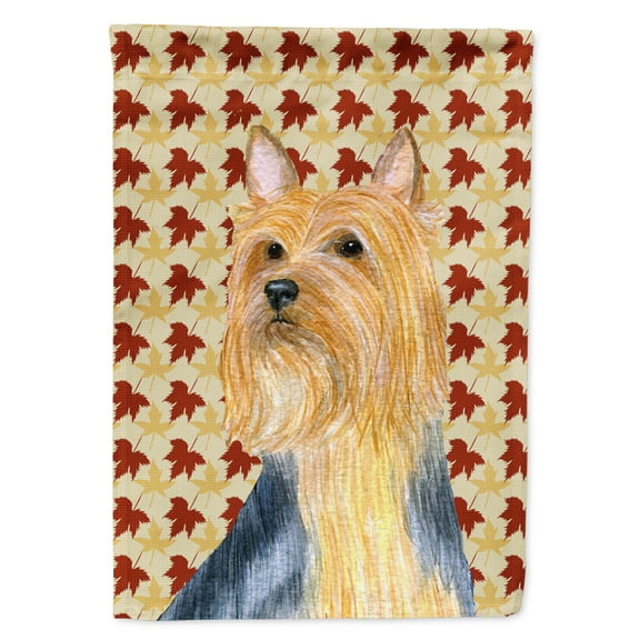 Carolines Treasures LH9091-FLAG-PARENT Silky Terrier Fall Leaves Portrait Flag  multicolor