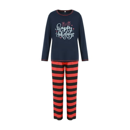 

AMILIEe Family Matching Pajamas Sets Letter Printing Long Sleeve Round Collar Sleepwear/Jumpsuit