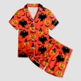 thumbnail image 5 of mgoYE Girls Pajama Set Halloween Girls Satin Pajama Set Halloween Pumpkin Ghost Print Shirts and Shorts Short Sleeve Button Soft 2 Piece Outfits|Red 12-13 Years, 5 of 5