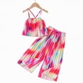 thumbnail image 4 of UngA Girl's 2 Piece Boho Outfits Pleated Spaghetti Strap Camisoles and Elastic Waist Wide Leg Pants 6-7 Years,Hot Pink, 4 of 7