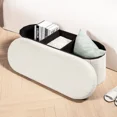 thumbnail image 3 of PINPLUS Storage Ottoman Bench Tufted Oval Ottoman Bench Foot Rest Velvet Bench with Storage 43" White, 3 of 9