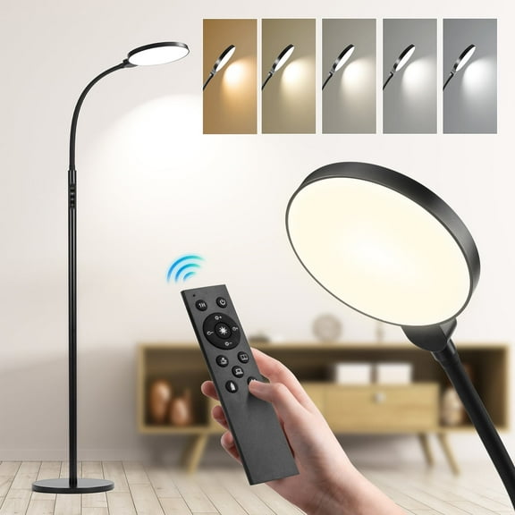 LOFTER-PRO Floor Lamp, LED Bright Floor Lamps for Living Room Bedroom Office, Reading Floor Lamp Standing Lamps with 10 Stepless Adjustable 3000K-6500K Colors and 20-100% Brightness, Remote Control