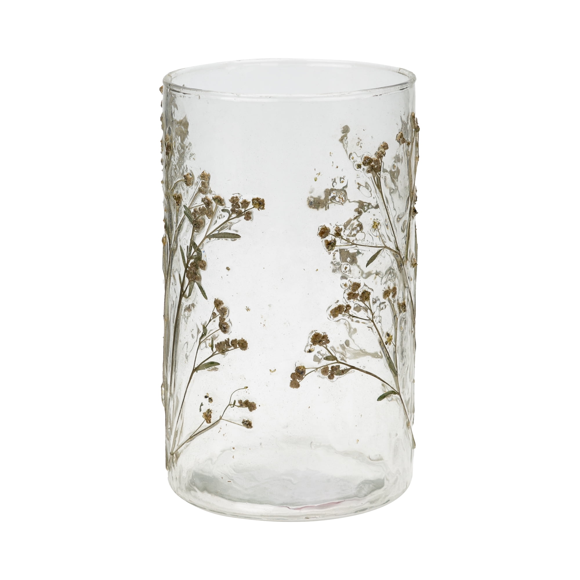 Mainstays Decorative Dried Floral Glass Vase, 7.75"